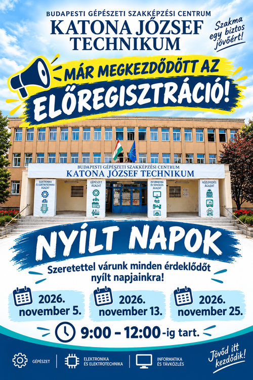 Már megkezdődött az előregisztráció a Nyílt napjainkra!